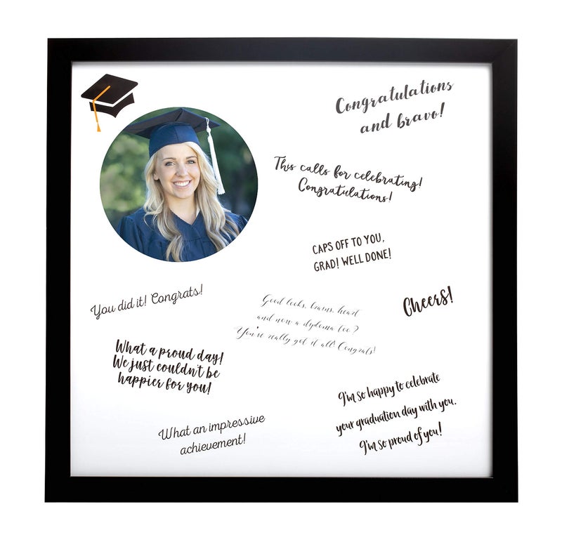 Kate & Milo Graduation Signature Guestbook Photo Frame, Graduation Party Best Wishes Message Board, Grad Party Supplies, Guest Signing Frame, Memorable Graduation Gifts, 14 x 14 - Image 1
